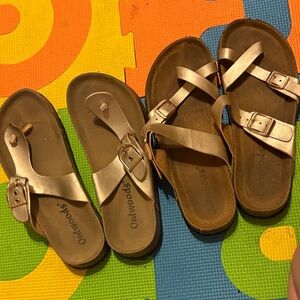 2 pairs of women’s Sandals - Gold size 7